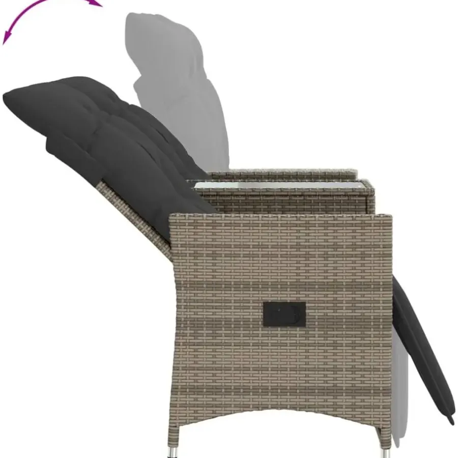 vidaXL - Tuinbank - Grijs - Poly rattan