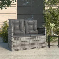 vidaXL - Tuinbank - Grijs - Poly rattan - 105 cm - Met Antraciet kussens