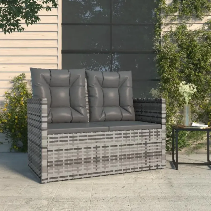 vidaXL - Tuinbank - Grijs - Poly rattan - 105 cm - Met Antraciet kussens