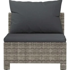 vidaXL - Tuinbank - Grijs - Poly rattan - Met kussens