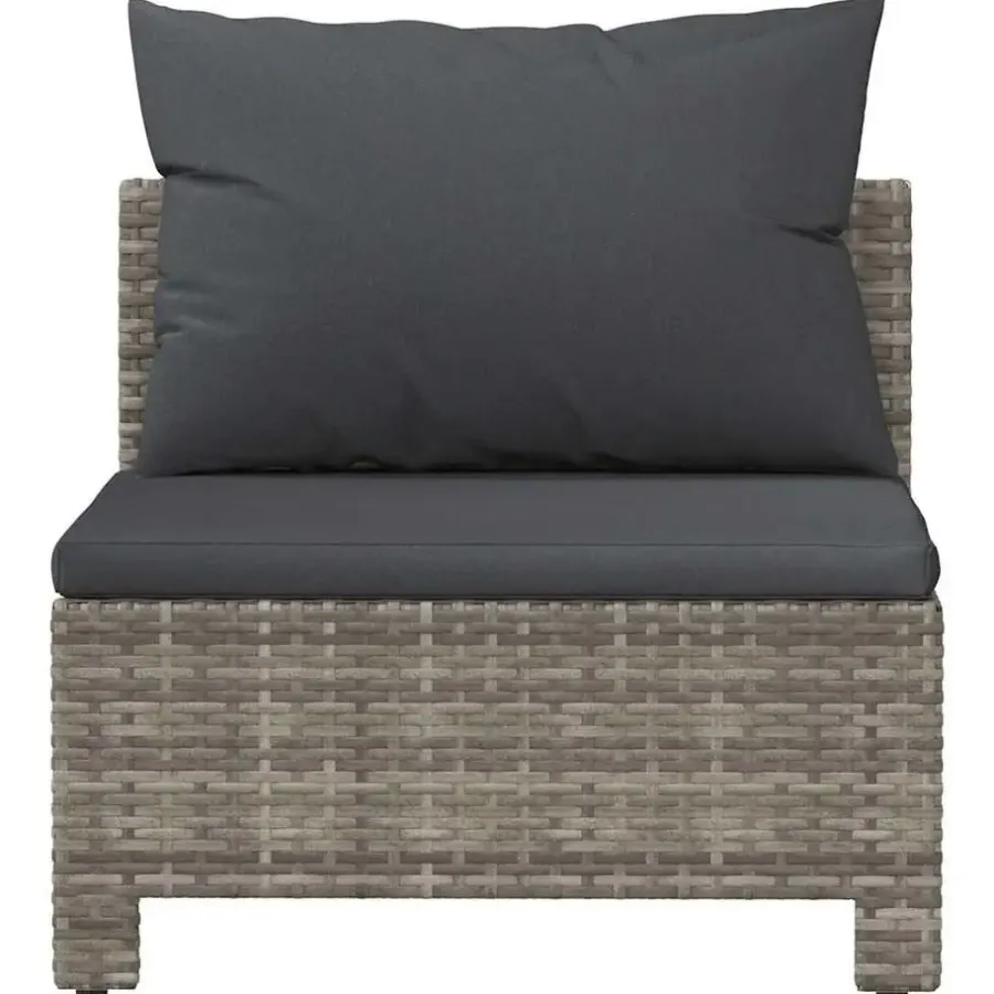 vidaXL - Tuinbank - Grijs - Poly rattan - Met kussens
