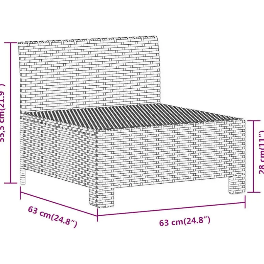 vidaXL - Tuinbank - Grijs - Poly rattan - Met kussens