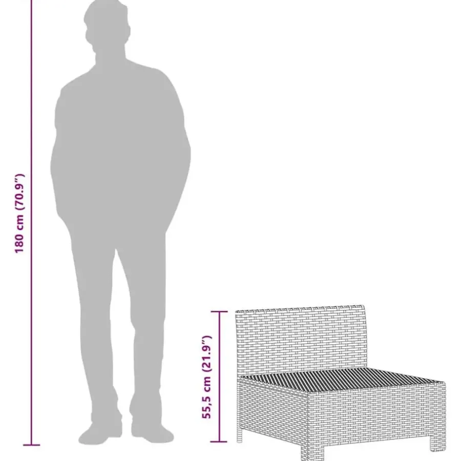 vidaXL - Tuinbank - Grijs - Poly rattan - Met kussens