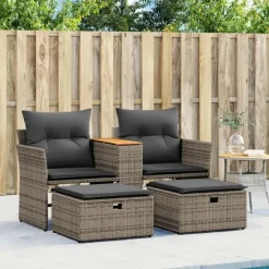 vidaXL - Tuinbank - Grijs - Poly rattan