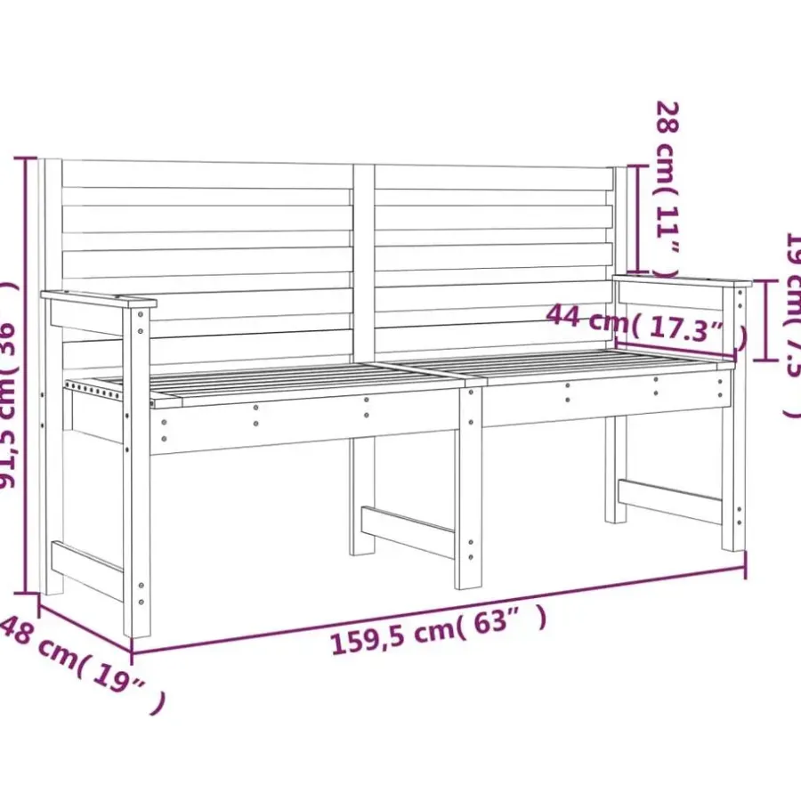 Tuinbanken-vidaXL - Tuinbank - Naturel - Massief grenenhout - 159.5x48x91.5 cm