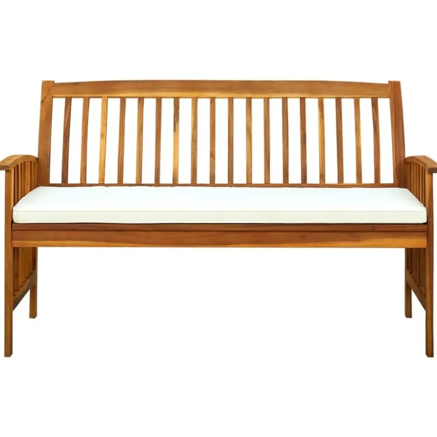 Tuinbanken-vidaXL - Tuinbank - Wit - Acaciahout - 147 cm - Met kussen