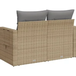 vidaXL - Tuinbank 2 -zits - Beige - Poly rattan - Met kussens
