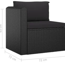 Loungebanken-vidaXL - Tuinbank - Zwart - Poly rattan