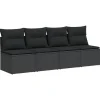 Loungebanken-vidaXL - Tuinbank - Zwart - Poly rattan