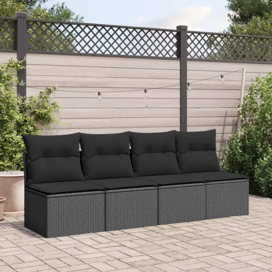 Loungebanken-vidaXL - Tuinbank - Zwart - Poly rattan