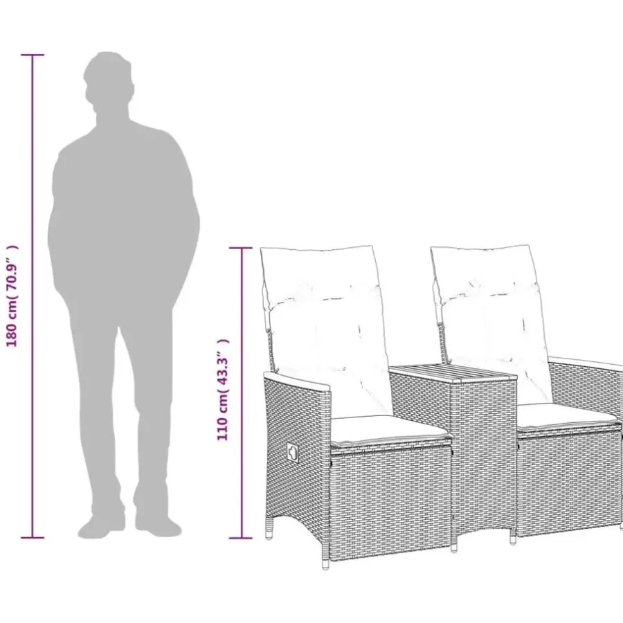 Tuinbanken-vidaXL - Tuinbank - Zwart - Poly rattan