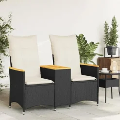 Tuinbanken-vidaXL - Tuinbank - Zwart - Poly rattan