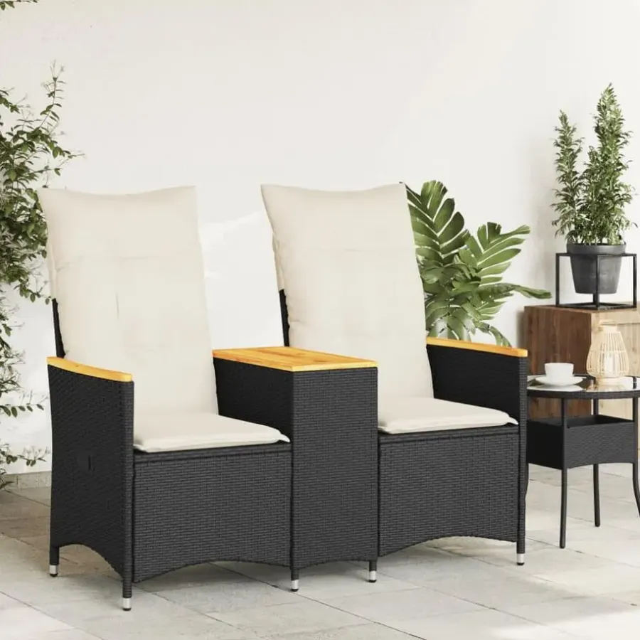 Tuinbanken-vidaXL - Tuinbank - Zwart - Poly rattan