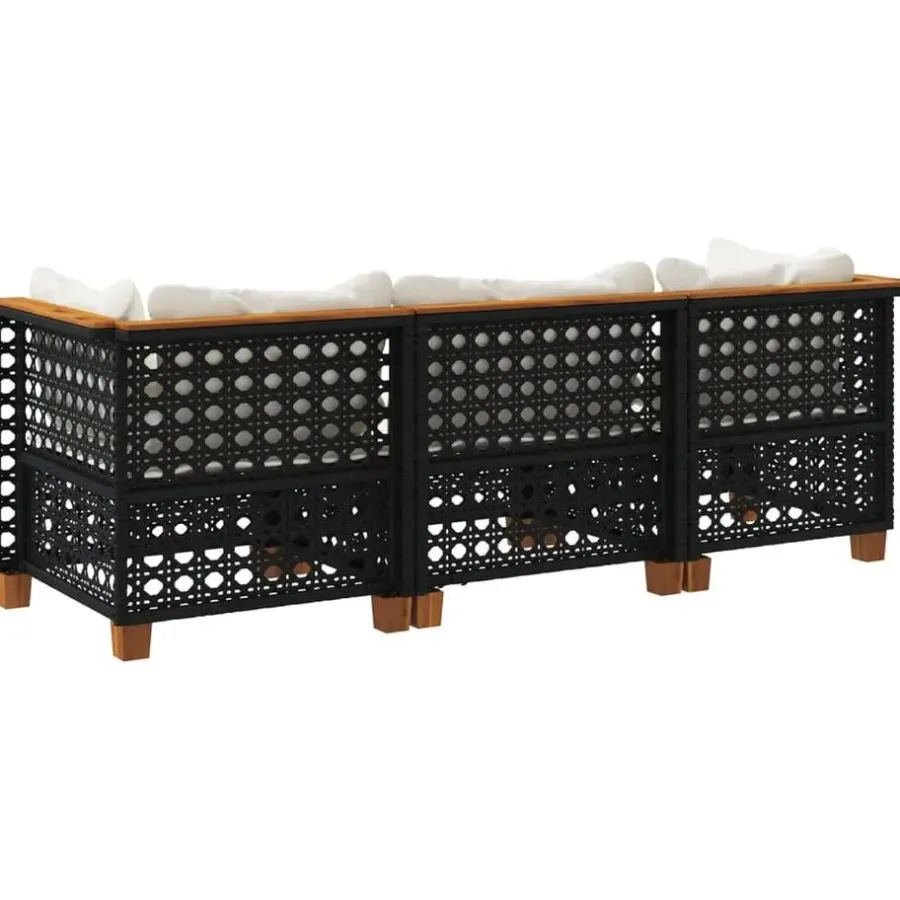 Tuinbanken-vidaXL - Tuinbank - Zwart - Poly rattan - 3 stuks