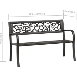 vidaXL - Tuinbank - Zwart - Staal - 125 cm