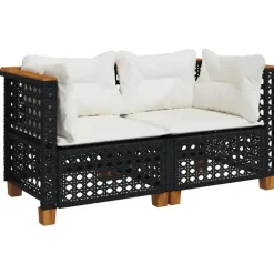 Tuinbanken-vidaXL - Tuinbank - Zwart - Poly rattan