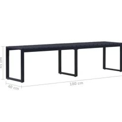 Tuinbanken-vidaXL - Tuinbank - Zwart - PS-plaat - 180 cm