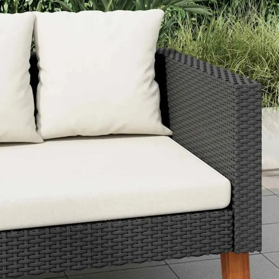 Loungebanken-vidaXL - Tuinbank - Zwart - Poly rattan