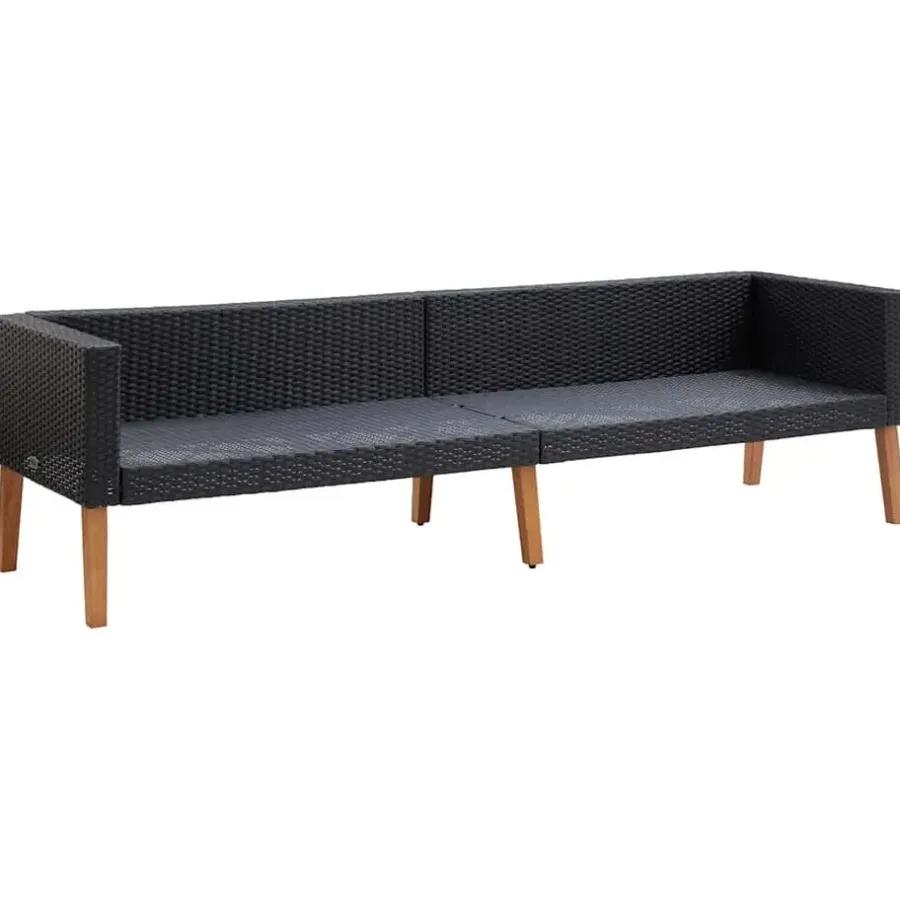 Loungebanken-vidaXL - Tuinbank - Zwart - Poly rattan