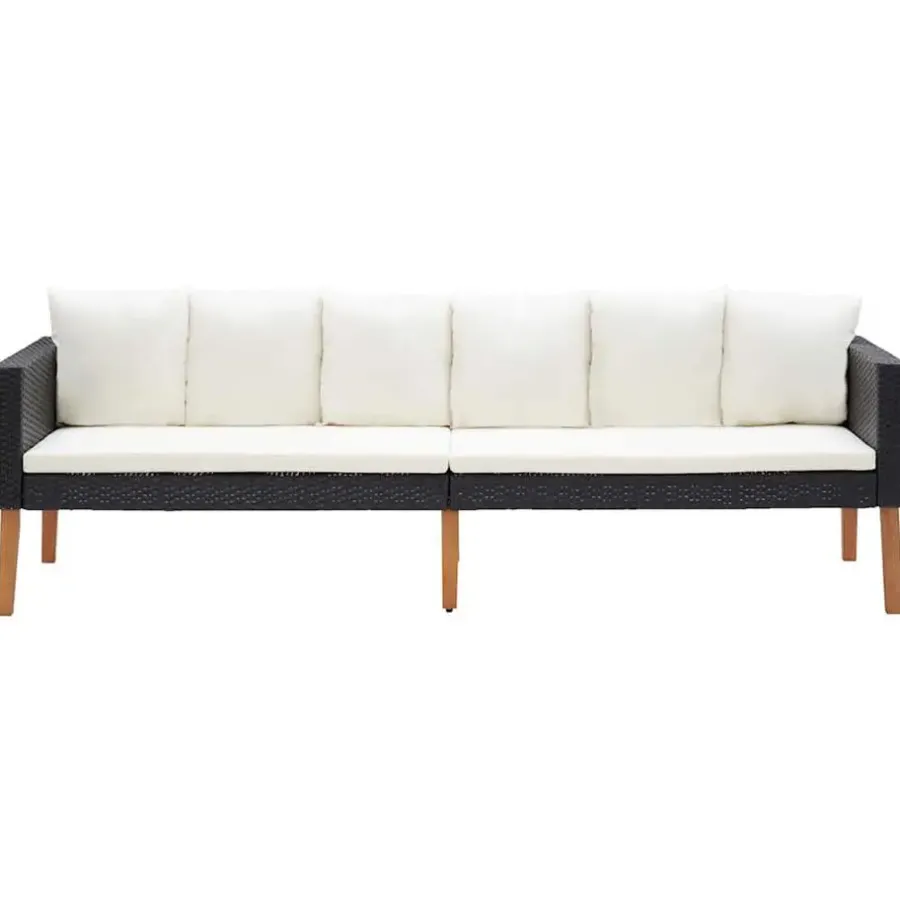 Loungebanken-vidaXL - Tuinbank - Zwart - Poly rattan