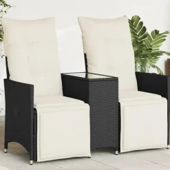 Tuinstoelen-vidaXL - Tuinbank - Zwart - Poly rattan