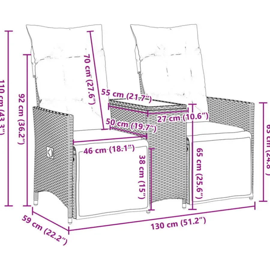 Tuinstoelen-vidaXL - Tuinbank - Zwart - Poly rattan