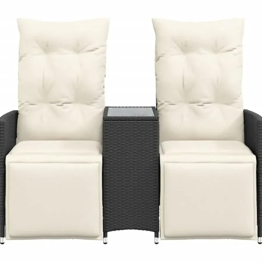Tuinstoelen-vidaXL - Tuinbank - Zwart - Poly rattan