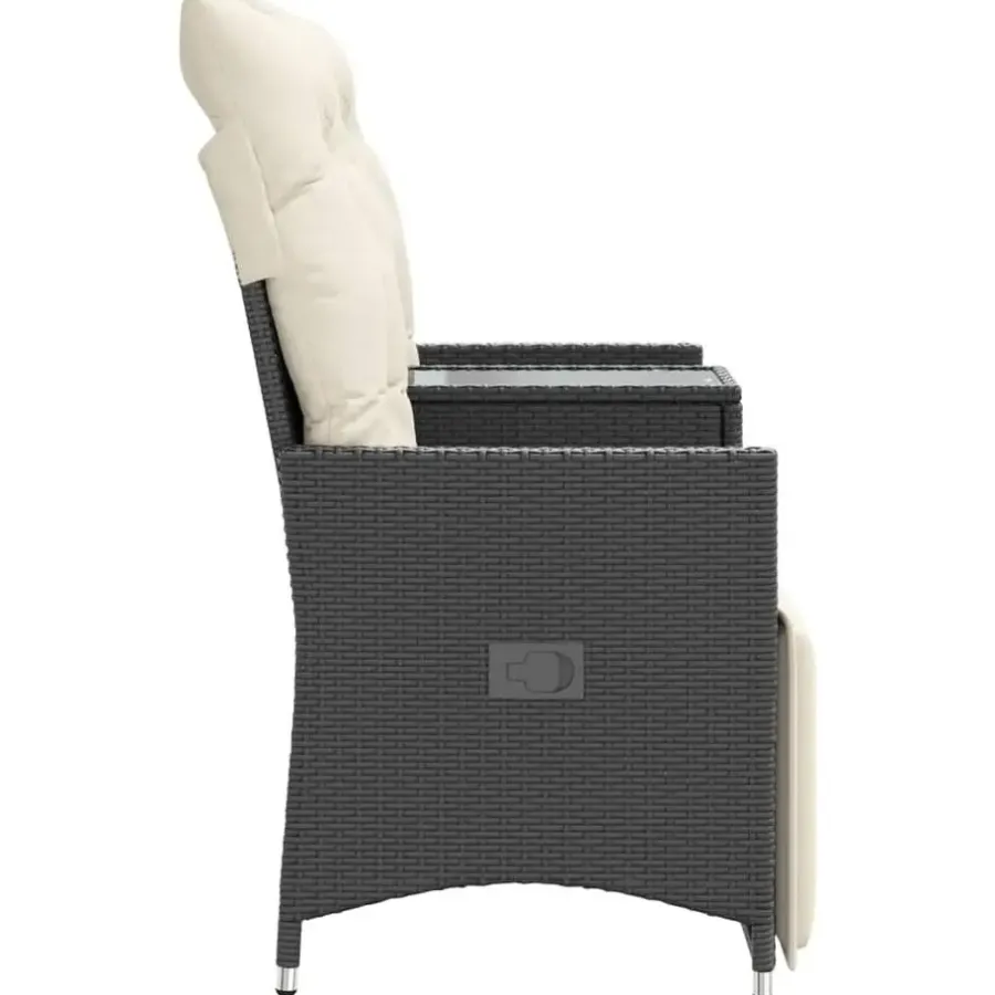 Tuinstoelen-vidaXL - Tuinbank - Zwart - Poly rattan