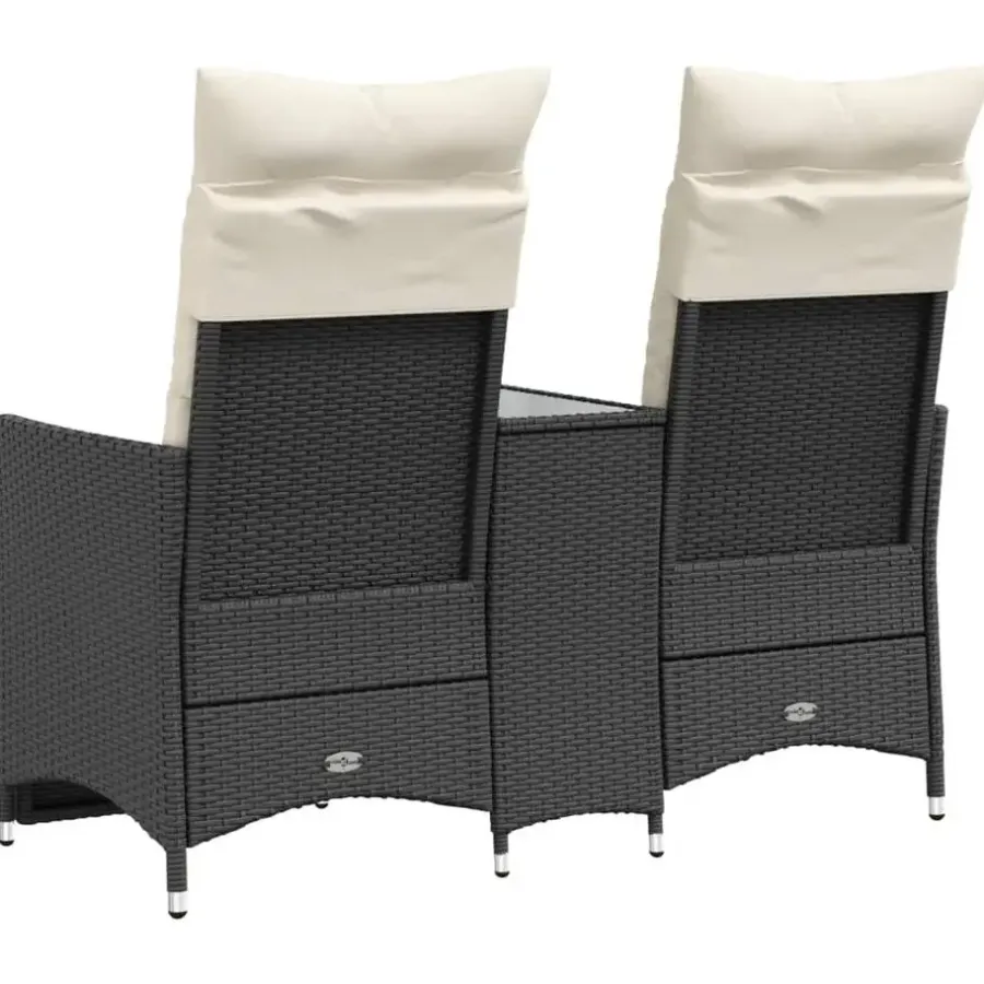 Tuinstoelen-vidaXL - Tuinbank - Zwart - Poly rattan