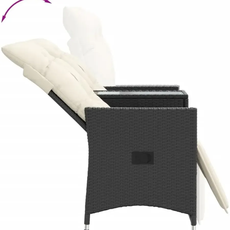 Tuinstoelen-vidaXL - Tuinbank - Zwart - Poly rattan
