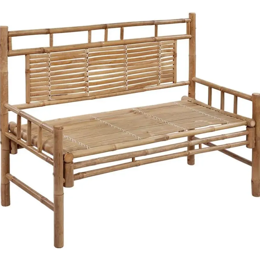 Tuinbanken-vidaXL - Tuinbank - Zwart - Bamboe - 120 cm - Met kussen