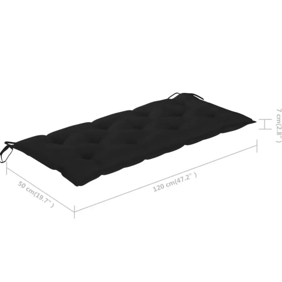 Tuinbanken-vidaXL - Tuinbank - Zwart - Bamboe - 120 cm - Met kussen
