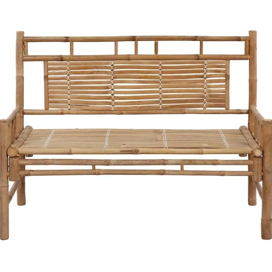 Tuinbanken-vidaXL - Tuinbank - Zwart - Bamboe - 120 cm - Met kussen