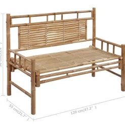 Tuinbanken-vidaXL - Tuinbank - Zwart - Bamboe - 120 cm - Met kussen