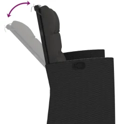 Loungebanken-vidaXL - Tuinbank - Zwart - Poly rattan - 118 cm - Verstelbaar - Met kussens