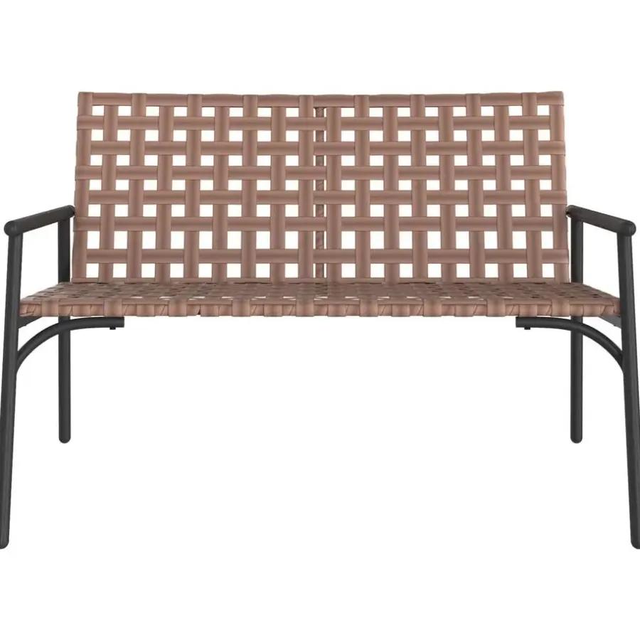 Tuinbanken-vidaXL - Tuinbank - Zwart - Poly Rattan - 113x79x75 cm