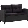 Loungebanken-vidaXL - Tuinbank - Zwart - Poly rattan