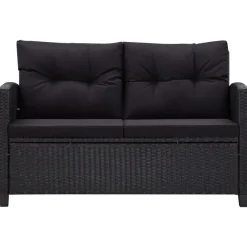 Loungebanken-vidaXL - Tuinbank - Zwart - Poly rattan