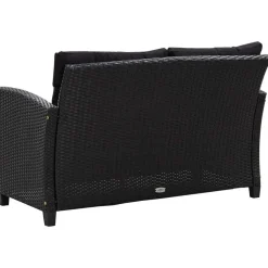 Loungebanken-vidaXL - Tuinbank - Zwart - Poly rattan
