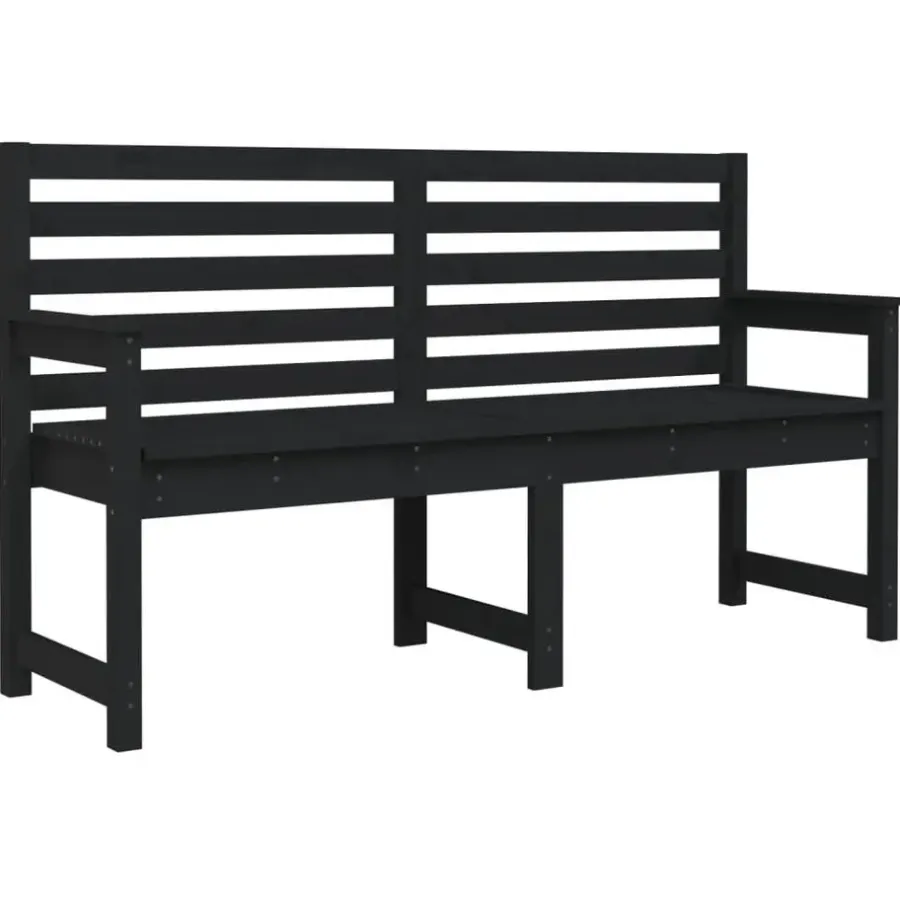 Tuinbanken-vidaXL - Tuinbank - Zwart - Grenenhout - 159.5 x 48 x 91.5 cm
