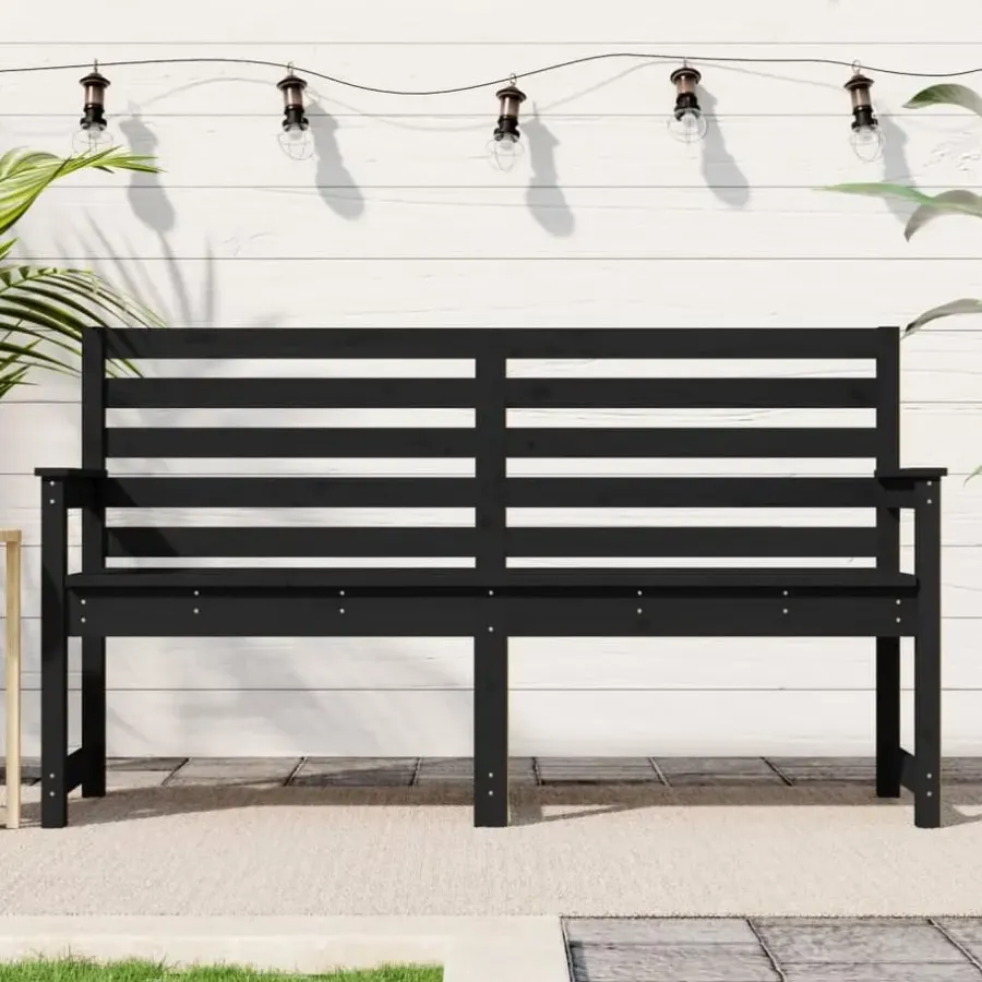 Tuinbanken-vidaXL - Tuinbank - Zwart - Grenenhout - 159.5 x 48 x 91.5 cm