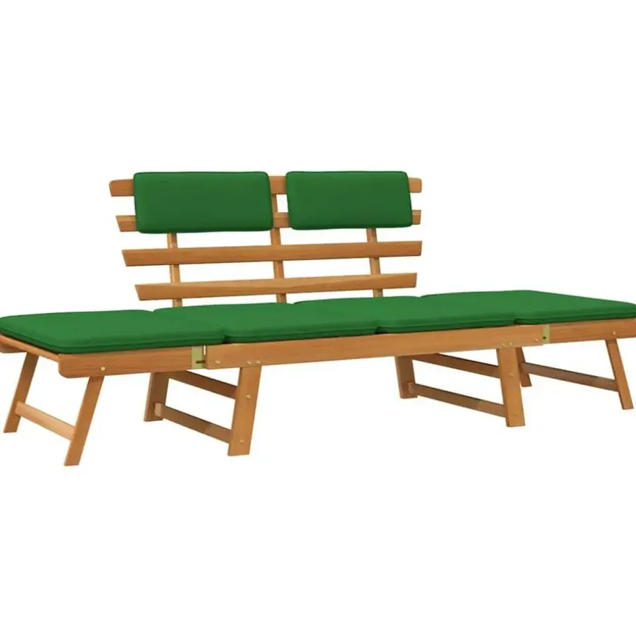 Tuinbanken-vidaXL - Tuinbank 2-in-1 - Groen - Acaciahout - 190 cm - Met kussens