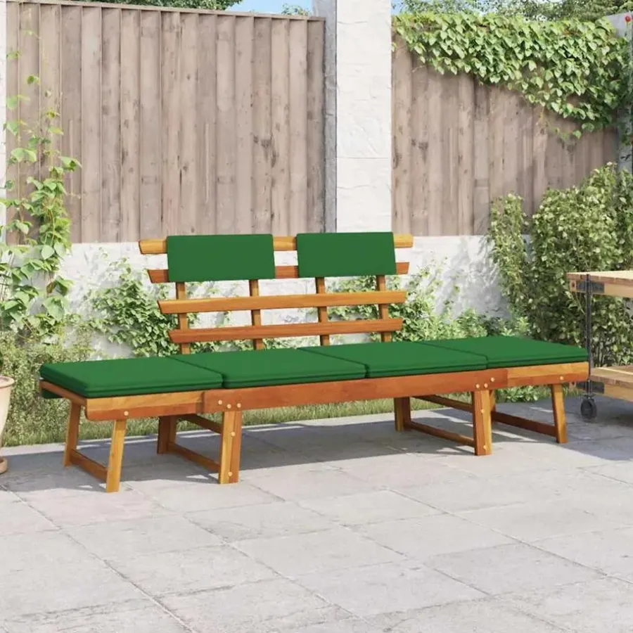 Tuinbanken-vidaXL - Tuinbank 2-in-1 - Groen - Acaciahout - 190 cm - Met kussens