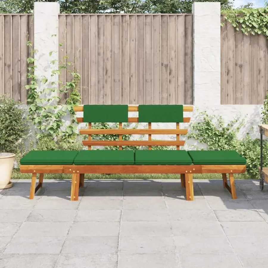 Tuinbanken-vidaXL - Tuinbank 2-in-1 - Groen - Acaciahout - 190 cm - Met kussens