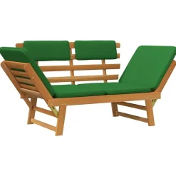 Tuinbanken-vidaXL - Tuinbank 2-in-1 - Groen - Acaciahout - 190 cm - Met kussens
