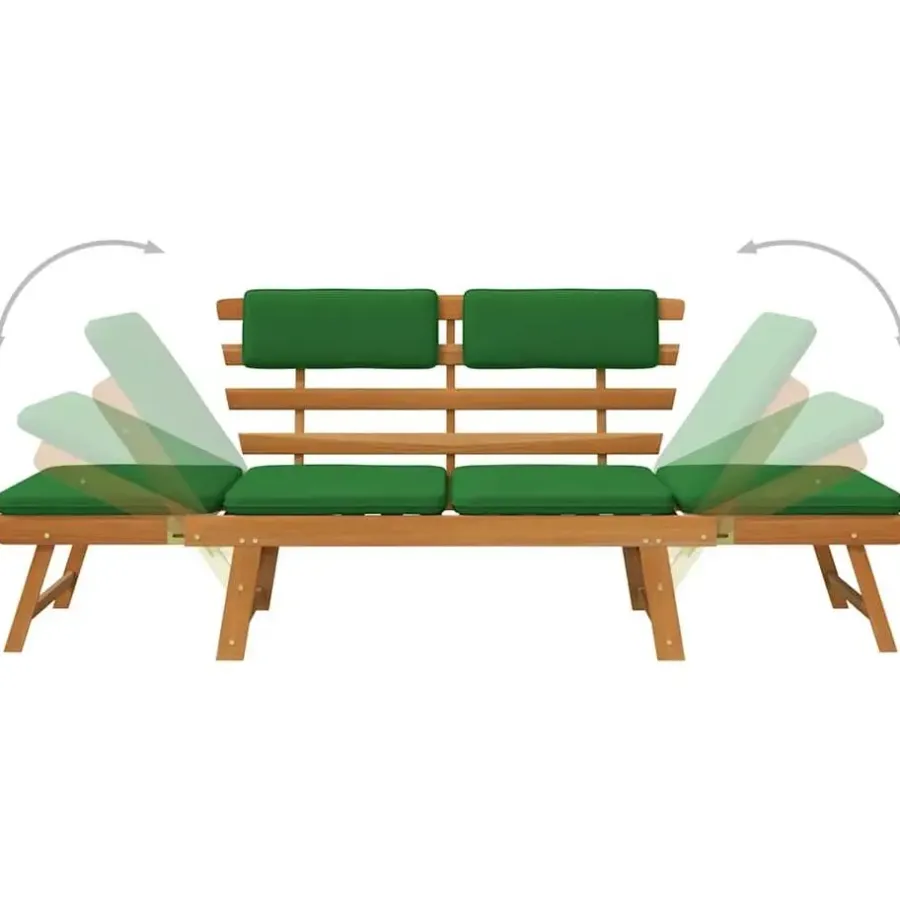 Tuinbanken-vidaXL - Tuinbank 2-in-1 - Groen - Acaciahout - 190 cm - Met kussens