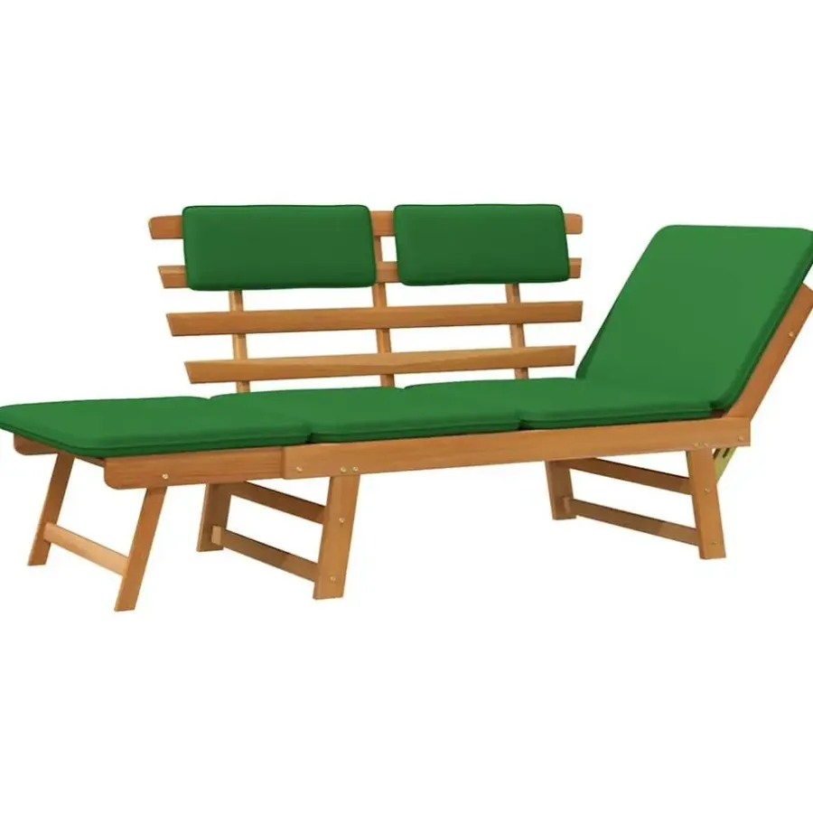 Tuinbanken-vidaXL - Tuinbank 2-in-1 - Groen - Acaciahout - 190 cm - Met kussens