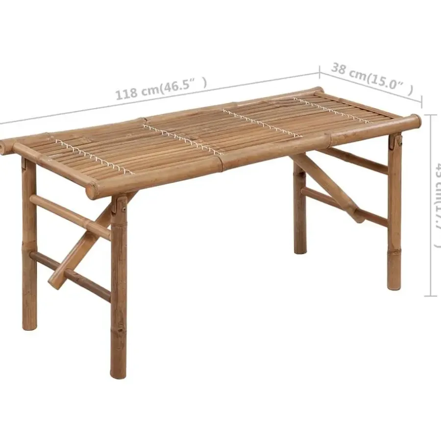 Tuinbanken-vidaXL - Tuinbank inklapbaar met grijs kussen - bamboe - 118x38x45 cm
