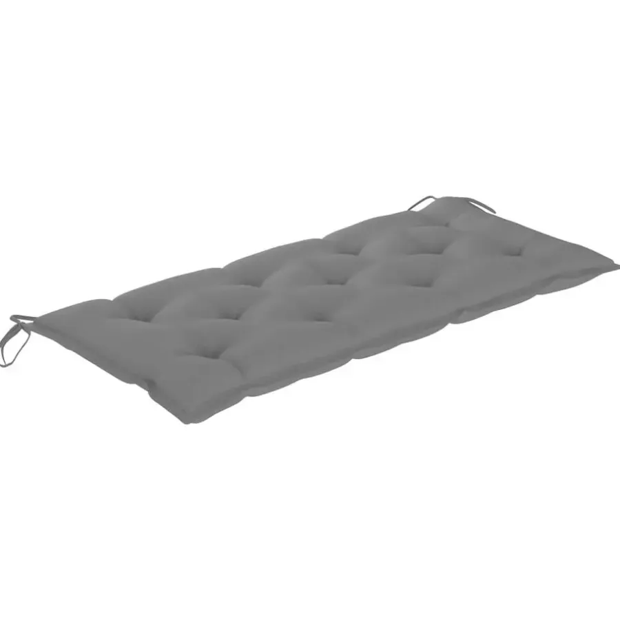 Tuinbanken-vidaXL - Tuinbank inklapbaar met grijs kussen - bamboe - 118x38x45 cm