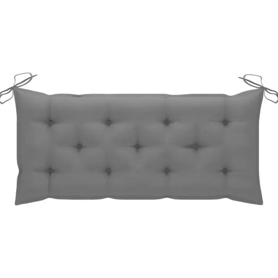 Tuinbanken-vidaXL - Tuinbank inklapbaar met grijs kussen - bamboe - 118x38x45 cm